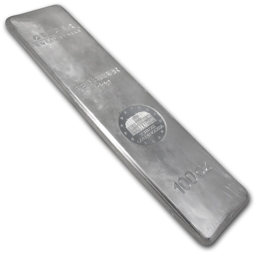 100 oz Silver Bar - Geiger (1st Gen Design, Security Line Series)
