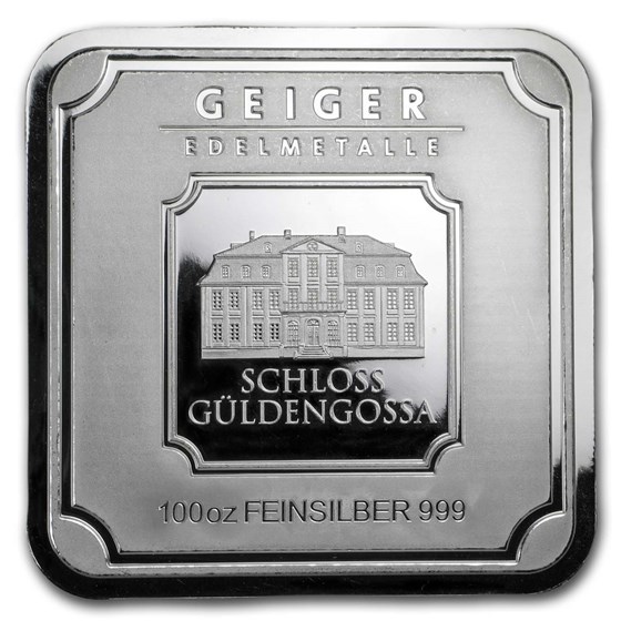100 oz Silver Bar - Geiger Edelmetalle (Original Square Series)