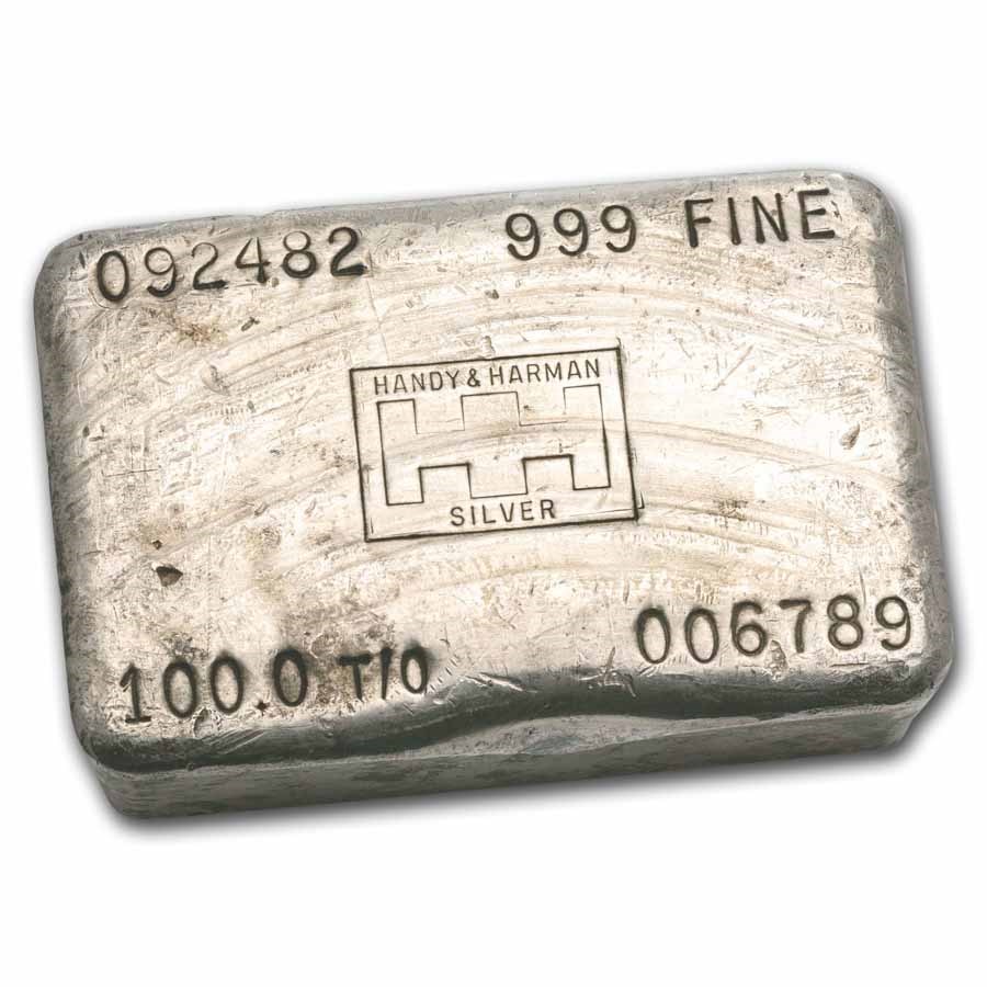 100 oz Silver Bar - Handy & Harman