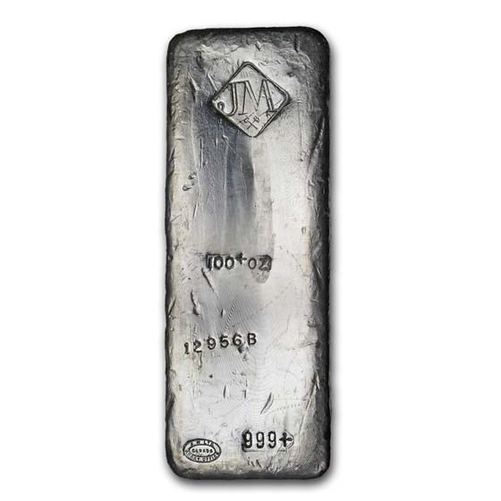 100 oz Silver Bar - Johnson Matthey (Canada, B Series Serial #) 100 oz Silver Bar - Johnson Matthey (Canada, B Series Serial #)