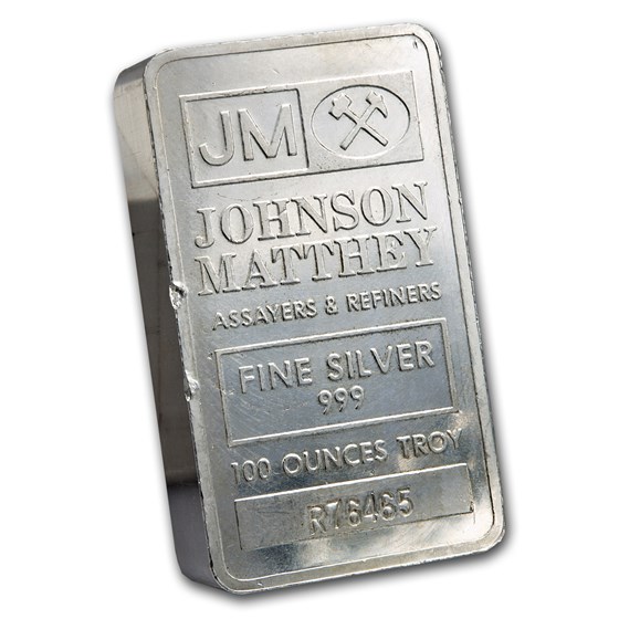 100 oz Silver Bar - Johnson Matthey (Pressed/Scruffy) 100 oz Silver Bar - Johnson Matthey (Pressed/Scruffy)