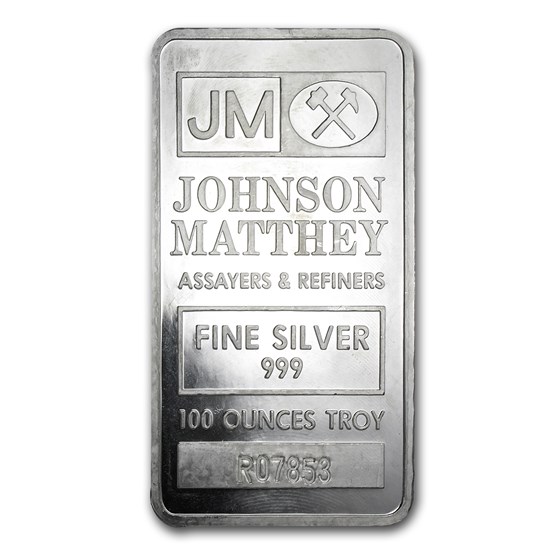 100 oz Silver Bar - Johnson Matthey (Pressed) 100 oz Silver Bar - Johnson Matthey (Pressed)