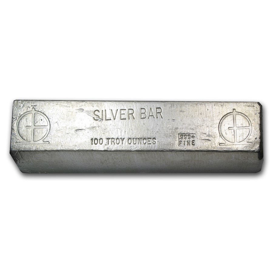 Buy 100 oz Silver Bar Omega M & B Mining APMEX