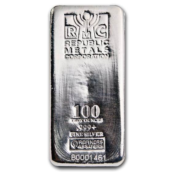100 oz Silver Bar - Republic Metals Corp. (RMC) 100 oz Silver Bar - Republic Metals Corp. (RMC)