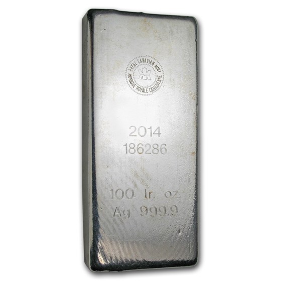 100 oz Silver Bar - Royal Canadian Mint (2014/.9999 Fine)