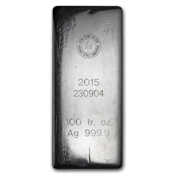 100 oz Silver Bar - Royal Canadian Mint (2015/.9999 Fine) 100 oz Silver Bar - Royal Canadian Mint (2015/.9999 Fine)