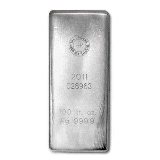100 oz Silver Bar - Royal Canadian Mint (.9999 Fine) 100 oz Silver Bar - Royal Canadian Mint (.9999 Fine)