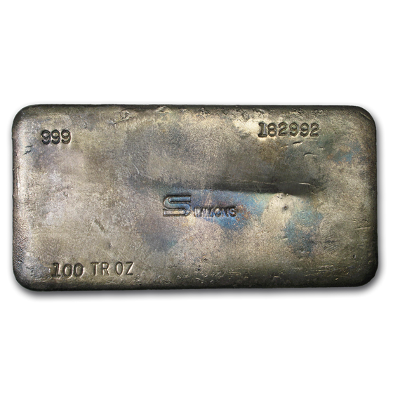 100 oz Silver Bar - Simmons Refining Co. 100 oz Silver Bar - Simmons Refining Co.