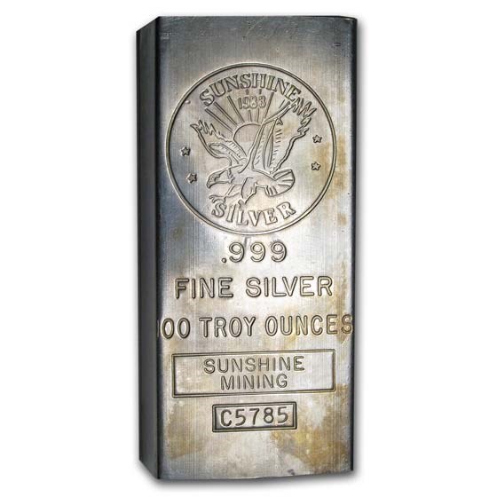 100 oz Silver Bar - Sunshine (1983/Vintage/Struck) 100 oz Silver Bar - Sunshine (1983/Vintage/Struck)