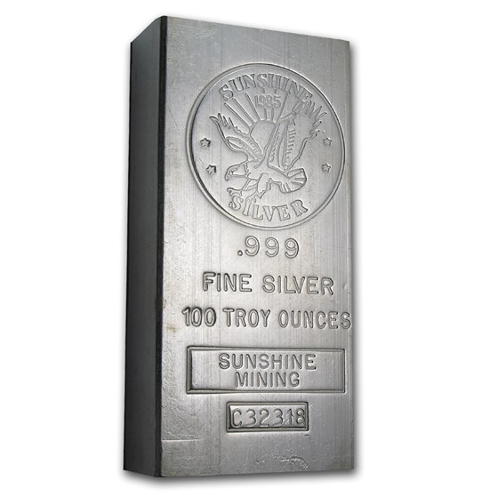 100 oz Silver Bar - Sunshine (1985/Vintage/Struck)