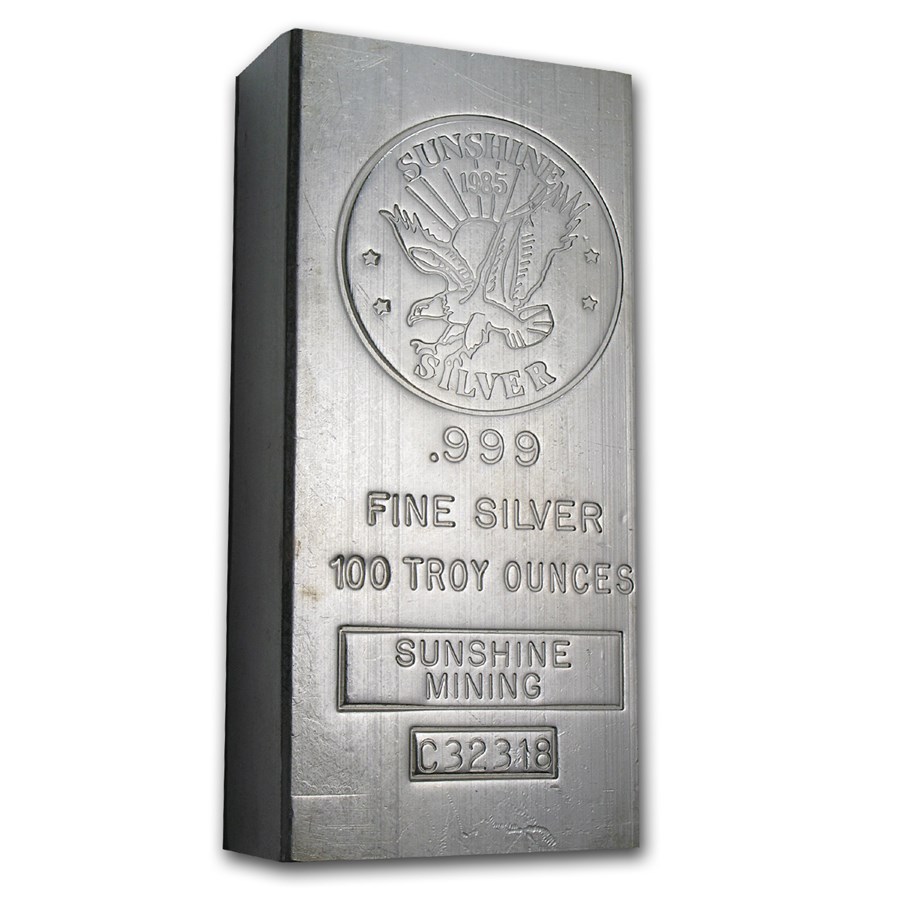 100 oz Silver Bar - Sunshine (1985/Vintage/Struck)