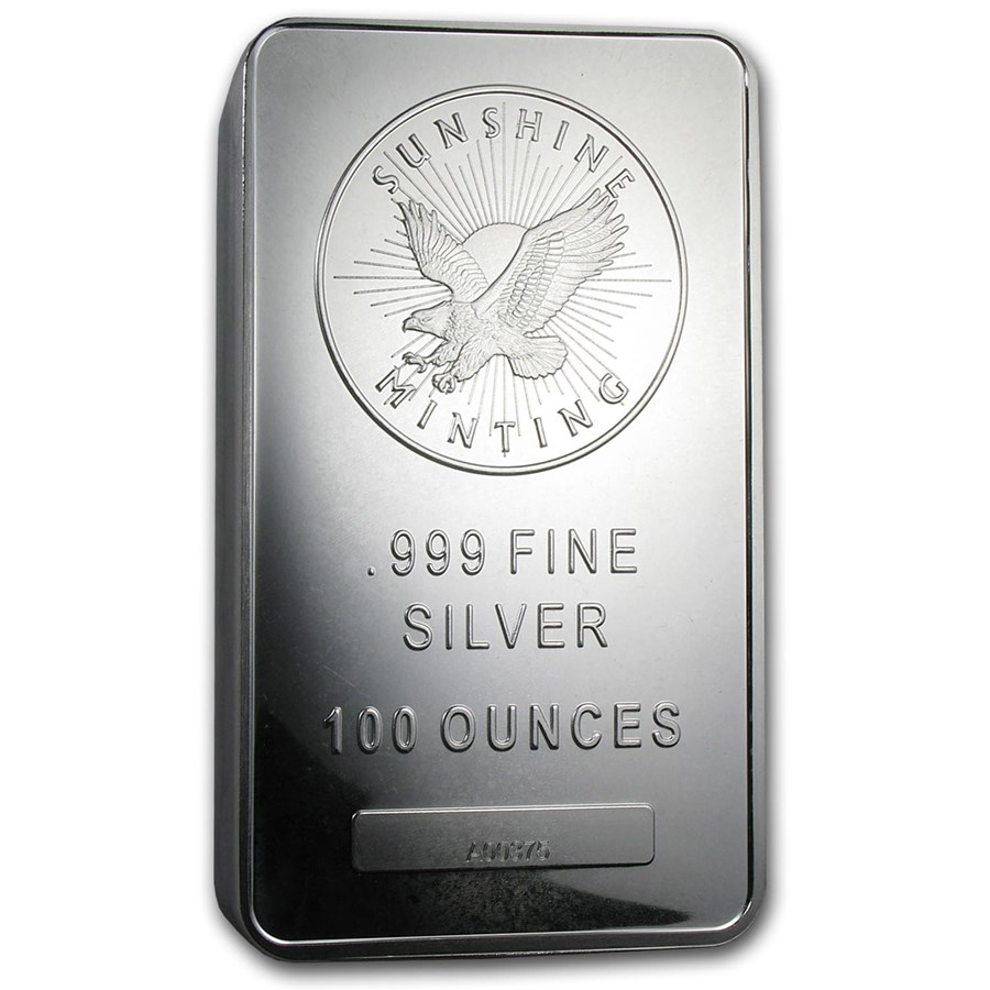 Buy 100 oz Silver Bar Sunshine (Mint Mark SI) APMEX