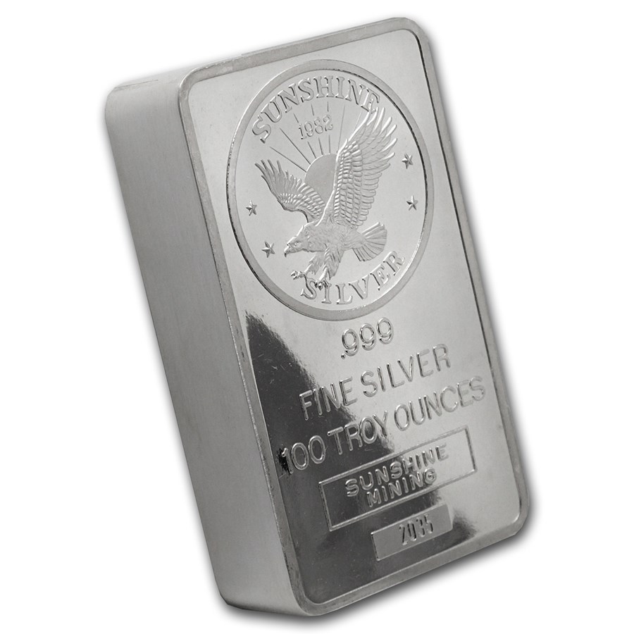100 oz Silver Bar - Sunshine (Vintage/Pressed)