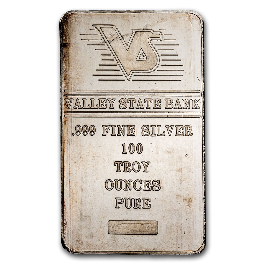 100 oz Silver Bar - Valley State Bank