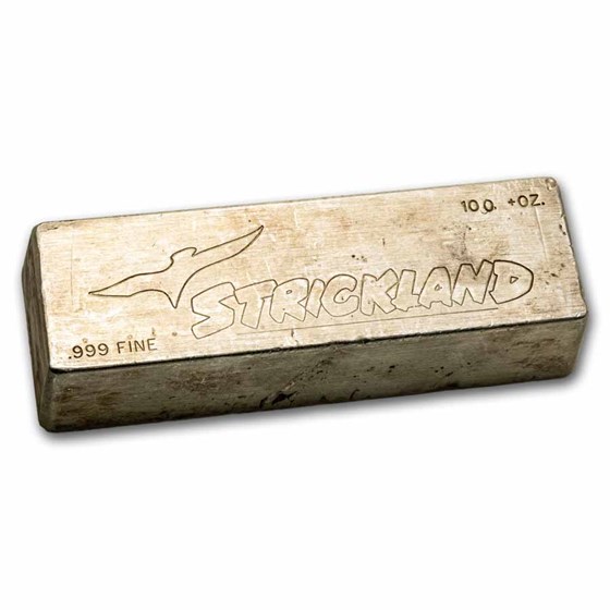100 oz Silver Bar - Vintage Strickland 100 oz Silver Bar - Vintage Strickland
