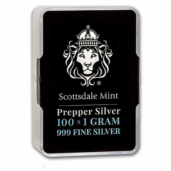 100 x 1 gram Silver Bar - Scottsdale Mint "Prepper Silver"