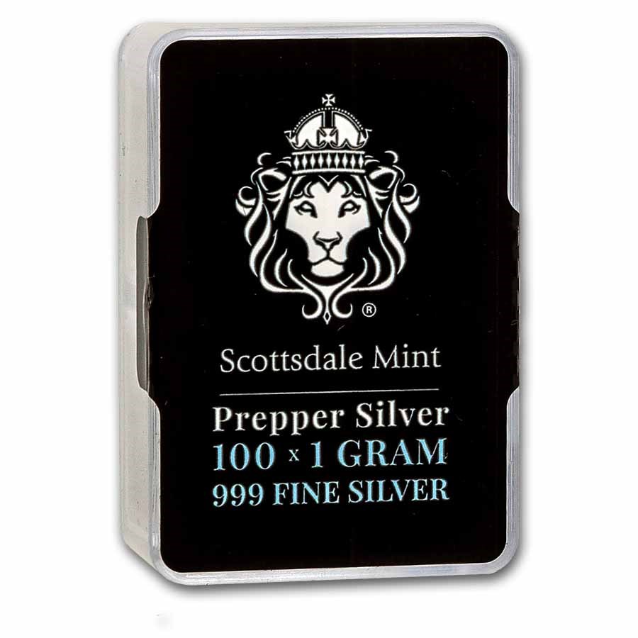 100 x 1 gram Silver Bar - Scottsdale Mint "Prepper Silver"