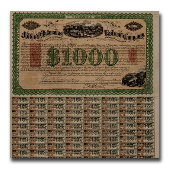 $1000 Bond - Milford and Matamoras Railroad Company (1871) $1000 Bond - Milford and Matamoras Railroad Company (1871)