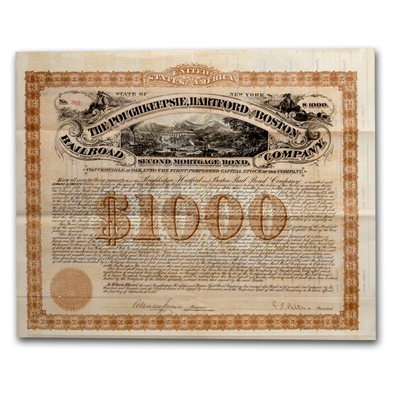 $1000 Bond - The Poughkeepsie, Hartford and Boston Railroad Co $1000 Bond - The Poughkeepsie, Hartford and Boston Railroad Co