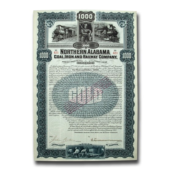 $1000 Gold Bond - Northern Alabama Coal, Iron and Railway Company $1000 Gold Bond - Northern Alabama Coal, Iron and Railway Company