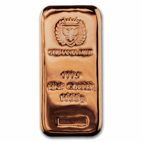 1000 gram Copper Bar - Germania (Poured, .9999 Fine) (No Box)