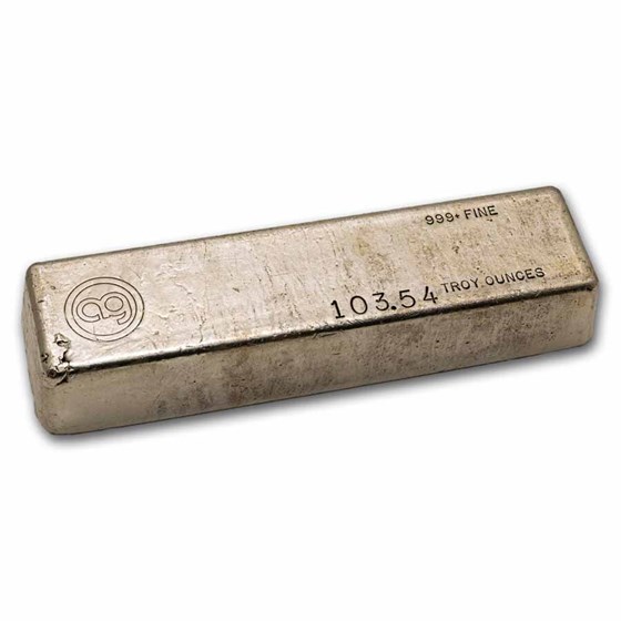 103.54 oz Silver Bar - Vintage Great American Silver Company (AG) 103.54 oz Silver Bar - Vintage Great American Silver Company (AG)