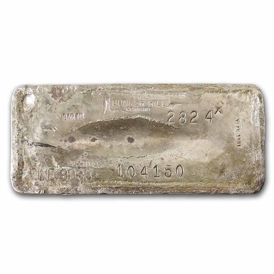1041.50 oz Silver Bar - The Bunker Hill Company (1981, #2824) 1041.50 oz Silver Bar - The Bunker Hill Company (1981, #2824)