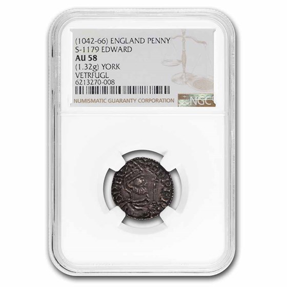 (1042-1066) Kingdom of England Silver Penny Edward AU-58 NGC (1042-1066) Kingdom of England Silver Penny Edward AU-58 NGC