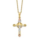 10K &14K Gold Filled w/ 12k Accents Cross Necklace - 18 in.