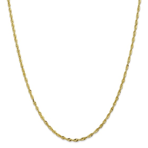 10K 2.5mm Diamond-Cut Lightweight Rope Chain - 18 in.