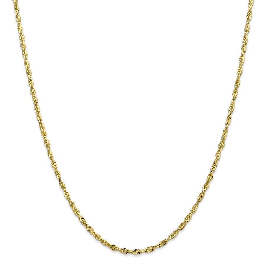 10K 2.5mm Diamond-Cut Lightweight Rope Chain - 18 in.