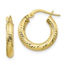 10K 3x10 D/C Round Hoop Earrings - 17.14 mm