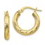 10K 3x10 D/C Round Hoop Earrings - 17.14 mm