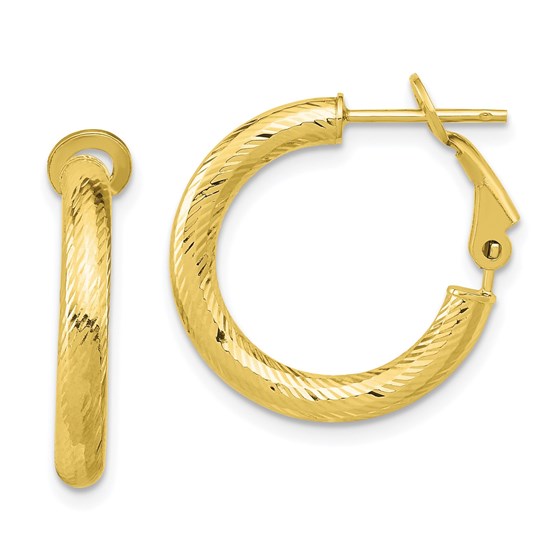 10K 3x15 D/C Round Omega Back Hoop Earrings - 21.65 mm 10K 3x15 D/C Round Omega Back Hoop Earrings - 21.65 mm