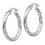 10K 3x20 White Gold D/C Round Hoop Earrings - 27.75 mm