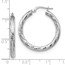 10K 3x20 White Gold D/C Round Hoop Earrings - 27.75 mm
