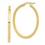 10K Brushed & Polished Oval Hoop Earrings - 35 mm