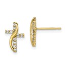 10K Cubic Zirconia Cross Post Earrings - 38 mm