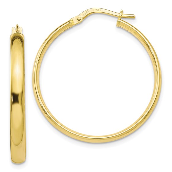 10K Gold Polished Hoop Earrings - 27.5 mm 10K Gold Polished Hoop Earrings - 27.5 mm