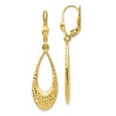 10K Polished and D/C Leverback Earrings - 43 mm
