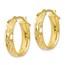 10K Polished and D/C Oval Hinged Hoop Earrings - 21 mm
