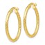 10K Polished and Textured Hinged Hoop Earrings - 25 mm