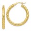 10K Polished and Textured Hinged Hoop Earrings - 26 mm