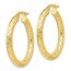 10K Polished and Textured Hinged Hoop Earrings - 26 mm
