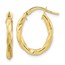 10K Polished and Textured Hoop Earrings - 20.6 mm