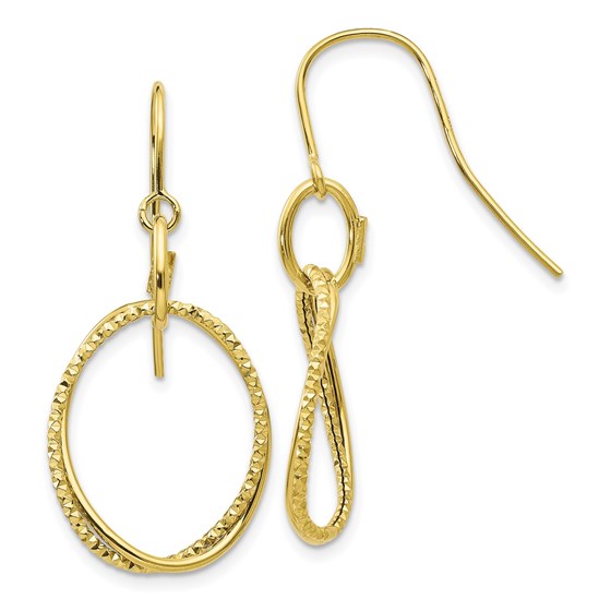 10K Polished and Textured Shepherd Hook Dangle Earrings - 35 mm 10K Polished and Textured Shepherd Hook Dangle Earrings - 35 mm