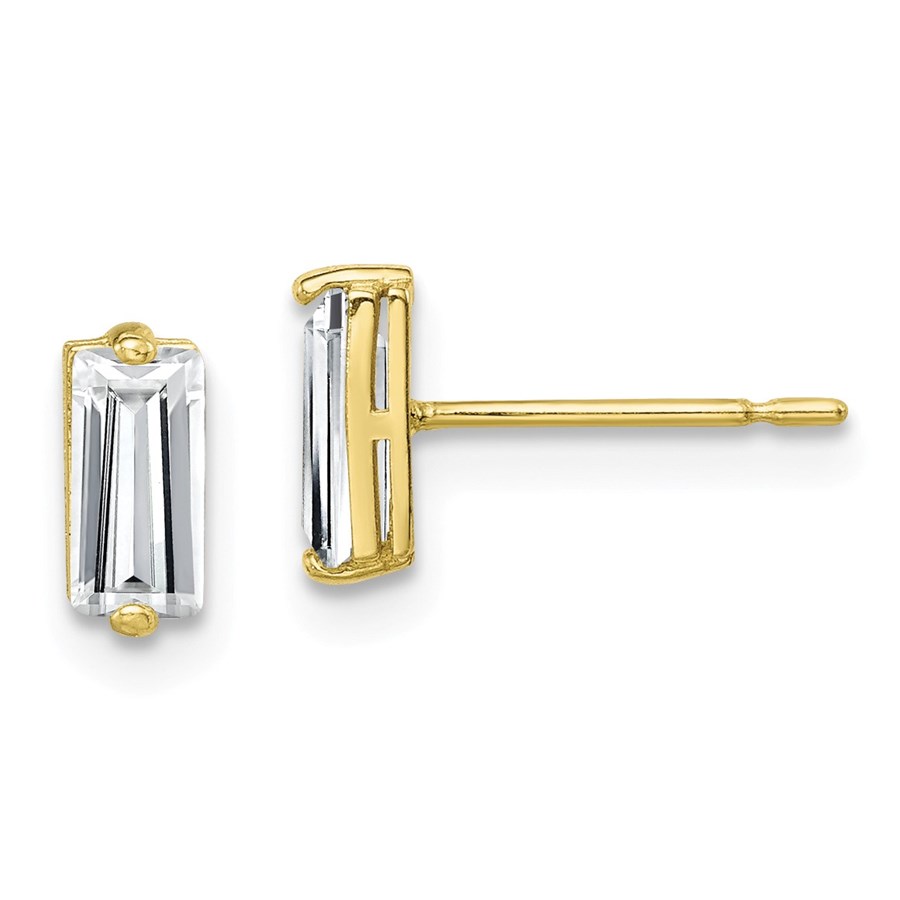 10K Polished Cubic Zirconia Stud Earrings - 41 mm