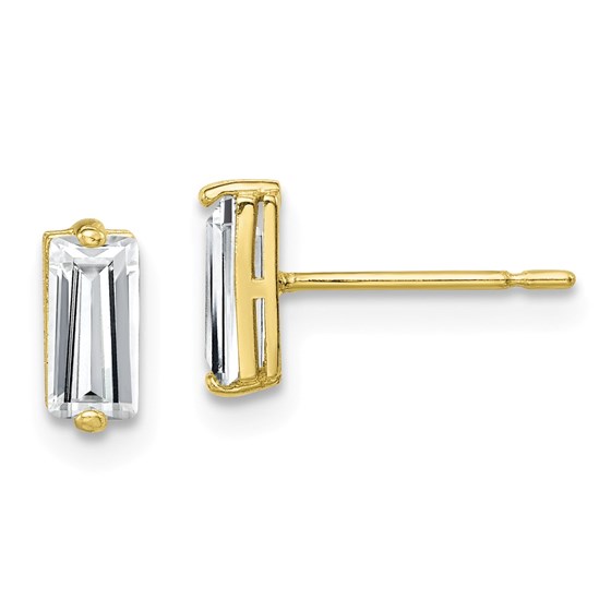 10K Polished Cubic Zirconia Stud Earrings - 41 mm 10K Polished Cubic Zirconia Stud Earrings - 41 mm
