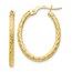 10K Polished D/C Oval Hoop Earrings - 26 mm