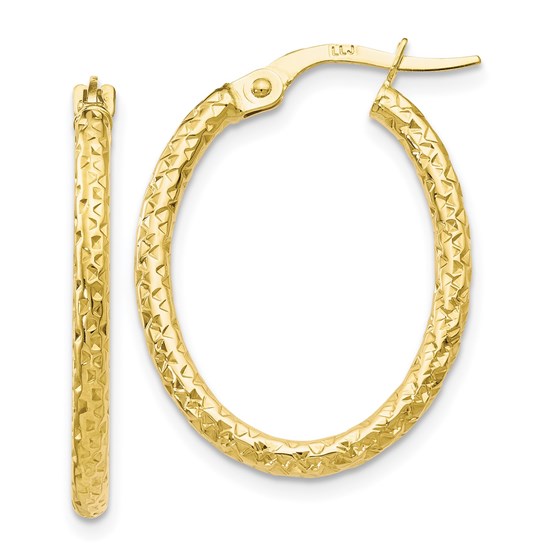 10K Polished D/C Oval Hoop Earrings - 26 mm 10K Polished D/C Oval Hoop Earrings - 26 mm